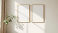 Frame Interior Frame Mockup — Raw Pine Frame Square 1:1 — Perspective View — #00470 | MockupBulk
