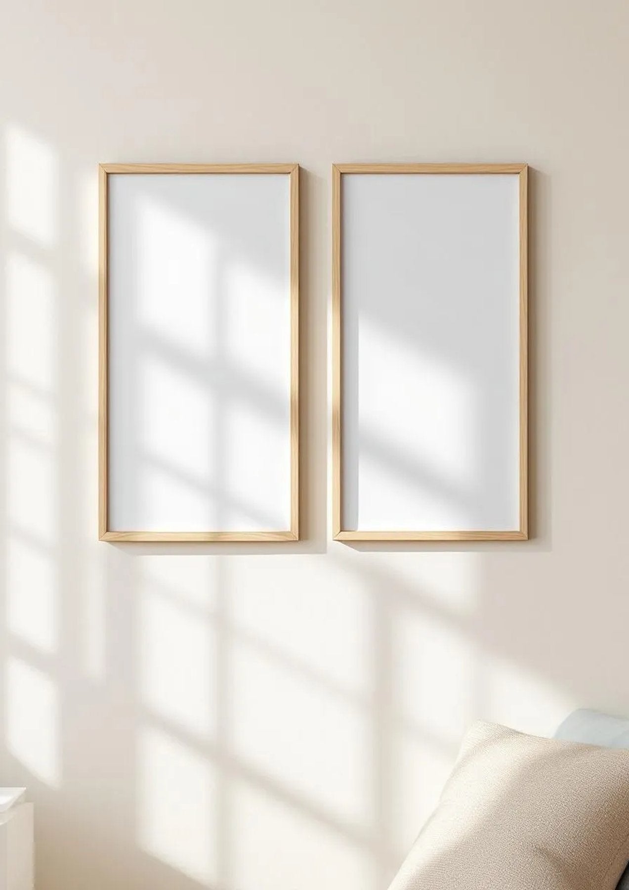 Frame Interior Frame Mockup — Raw Pine Frame Portrait 2:3 — Perspective View — #00471 | MockupBulk