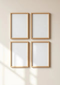Frame Premium Interior Mockup — Raw Pine Frame Portrait 2:3 — Perspective View — #00480 | MockupBulk