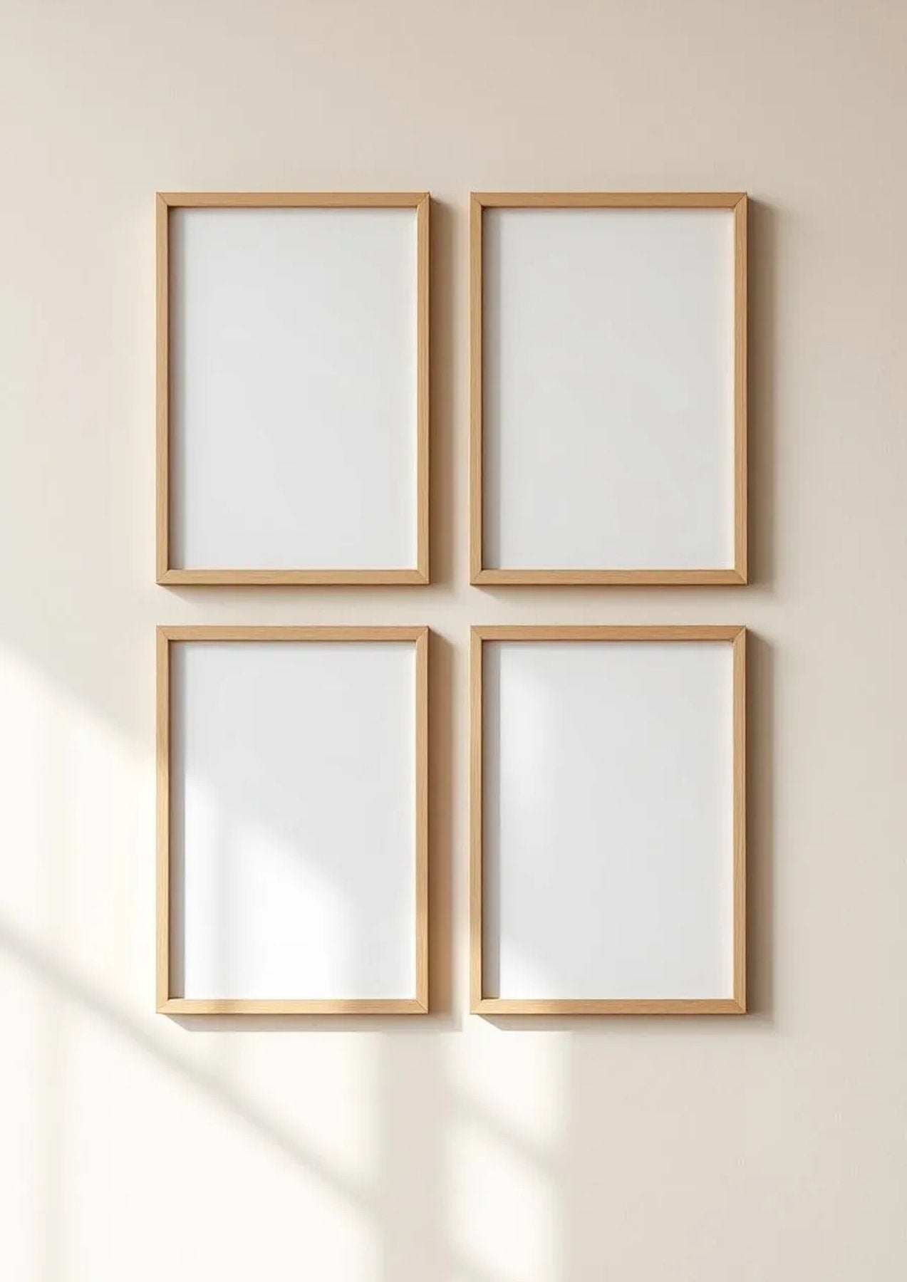 Frame Premium Interior Mockup — Raw Pine Frame Portrait 2:3 — Perspective View — #00480 | MockupBulk