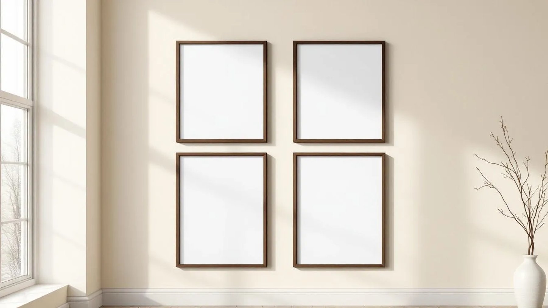 Frame Interior Frame Mockup — Espresso Frame Square 1:1 — Perspective View — #00485 | MockupBulk