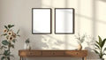 Frame Premium Interior Mockup — Espresso Frame Square 1:1 — Perspective View — #00491 | MockupBulk
