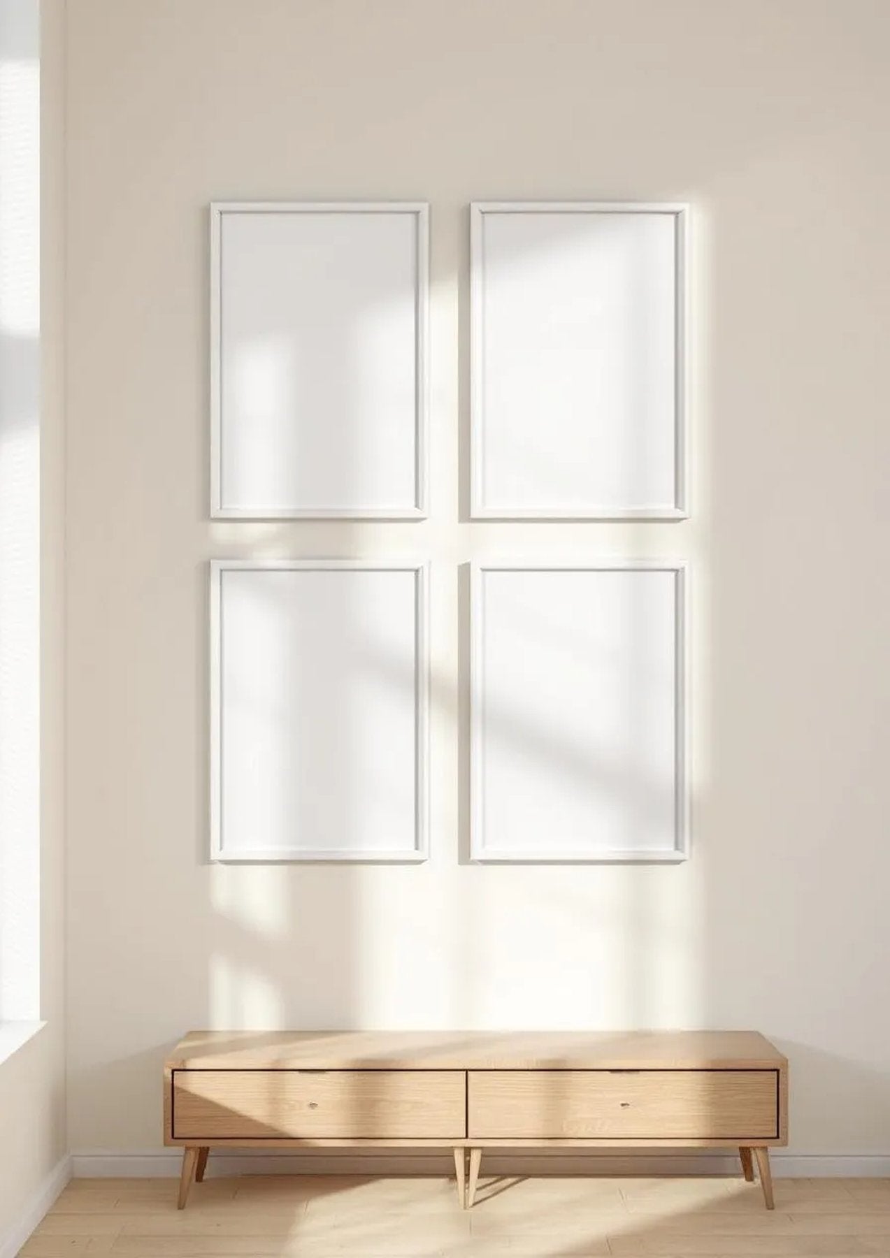 Frame Editorial Room Mockup — White Frame Portrait 2:3 — Perspective View — #00534 | MockupBulk