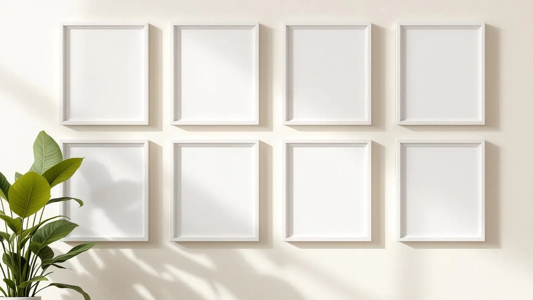 Frame Premium Interior Mockup — White Frame Square 1:1 — Perspective View — #00536 | MockupBulk