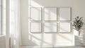 Frame Room Scene Mockup — White Frame Square 1:1 — Perspective View — #00542 | MockupBulk