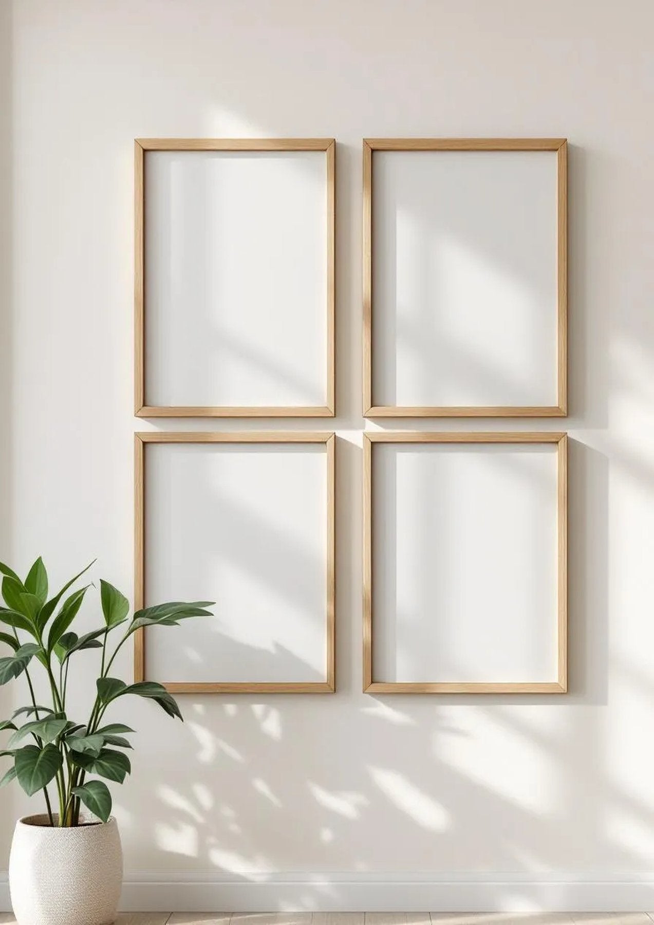 Frame Styled Room Mockup — Natural Oak Frame Portrait 2:3 — Perspective View — #00549 | MockupBulk