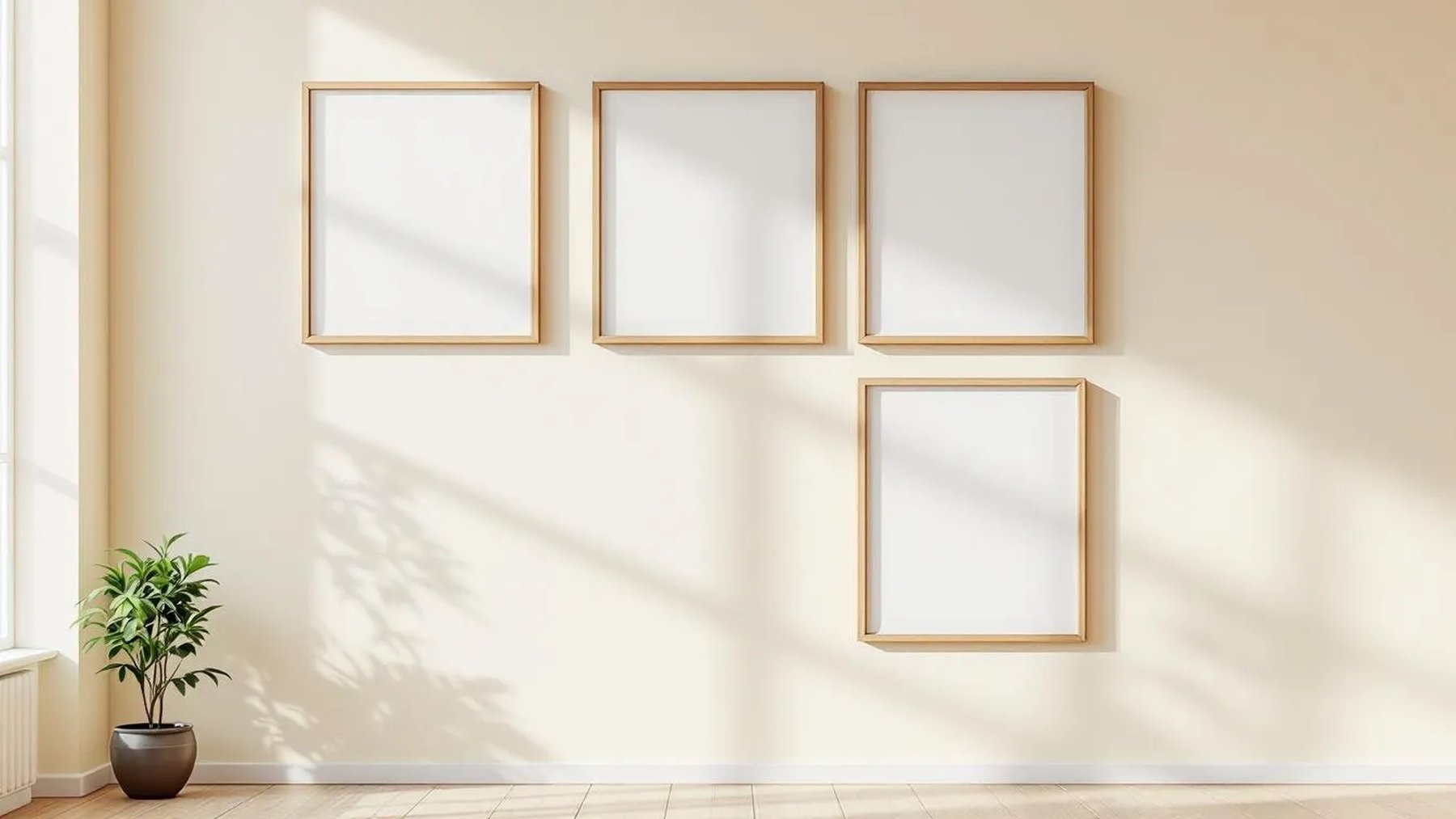 Frame High-Res Frame Mockup — Natural Oak Frame Portrait 2:3 — Perspective View — #00551 | MockupBulk
