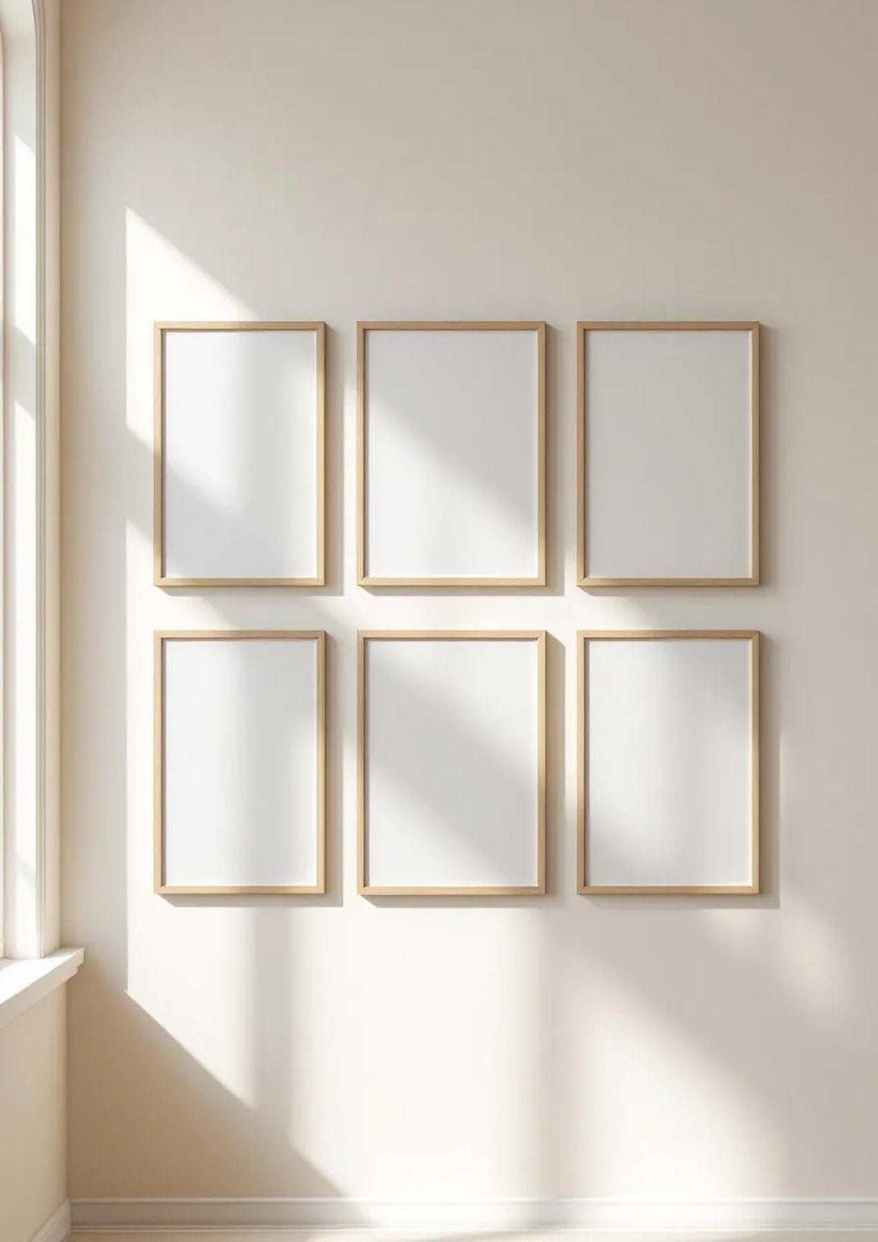 Frame Frame Display Mockup — Natural Oak Frame Portrait 2:3 — Perspective View — #00552 | MockupBulk