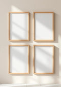 Frame Room Scene Mockup — Natural Oak Frame Portrait 2:3 — Perspective View — #00555 | MockupBulk