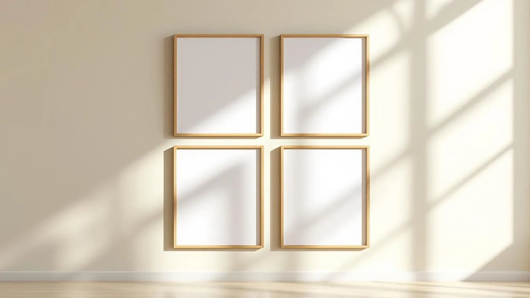 Frame Styled Room Mockup — Natural Oak Frame Portrait 2:3 — Perspective View — #00557 | MockupBulk