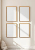 Frame Wall Art Mockup — Natural Oak Frame Portrait 2:3 — Perspective View — #00558 | MockupBulk