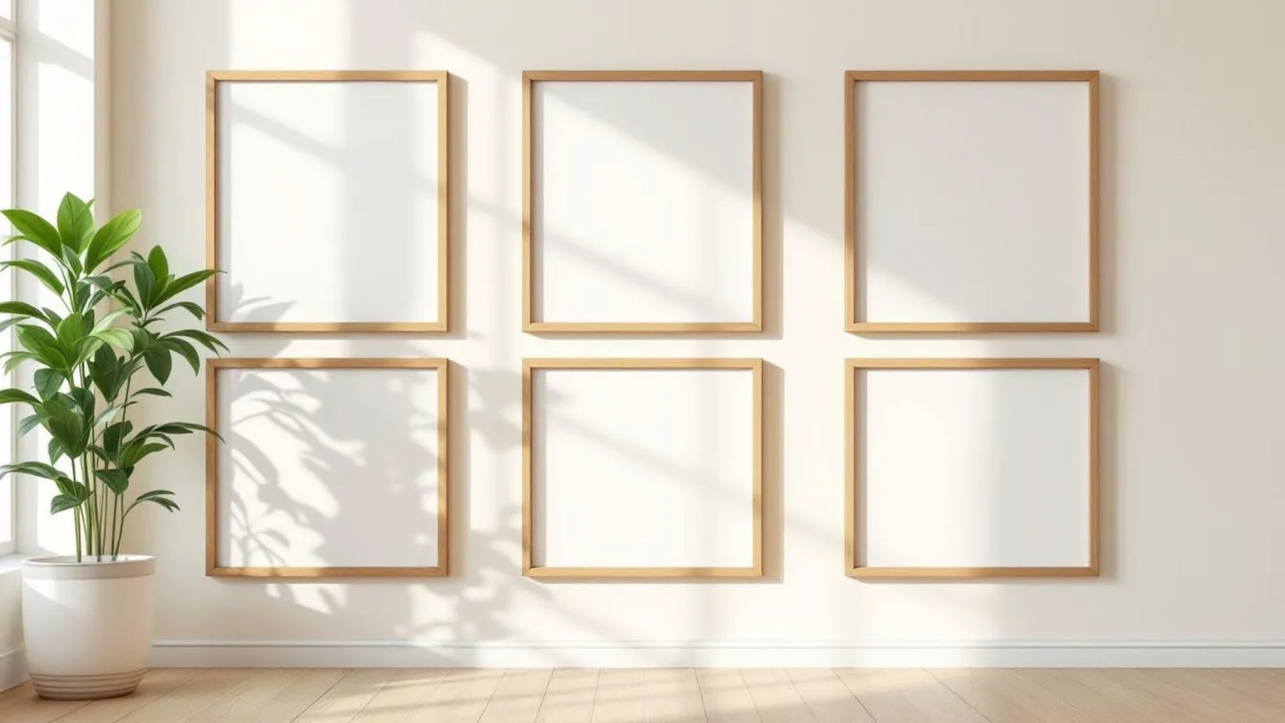 Frame Lifestyle Frame Mockup — Natural Oak Frame Square 1:1 — Perspective View — #00560 | MockupBulk