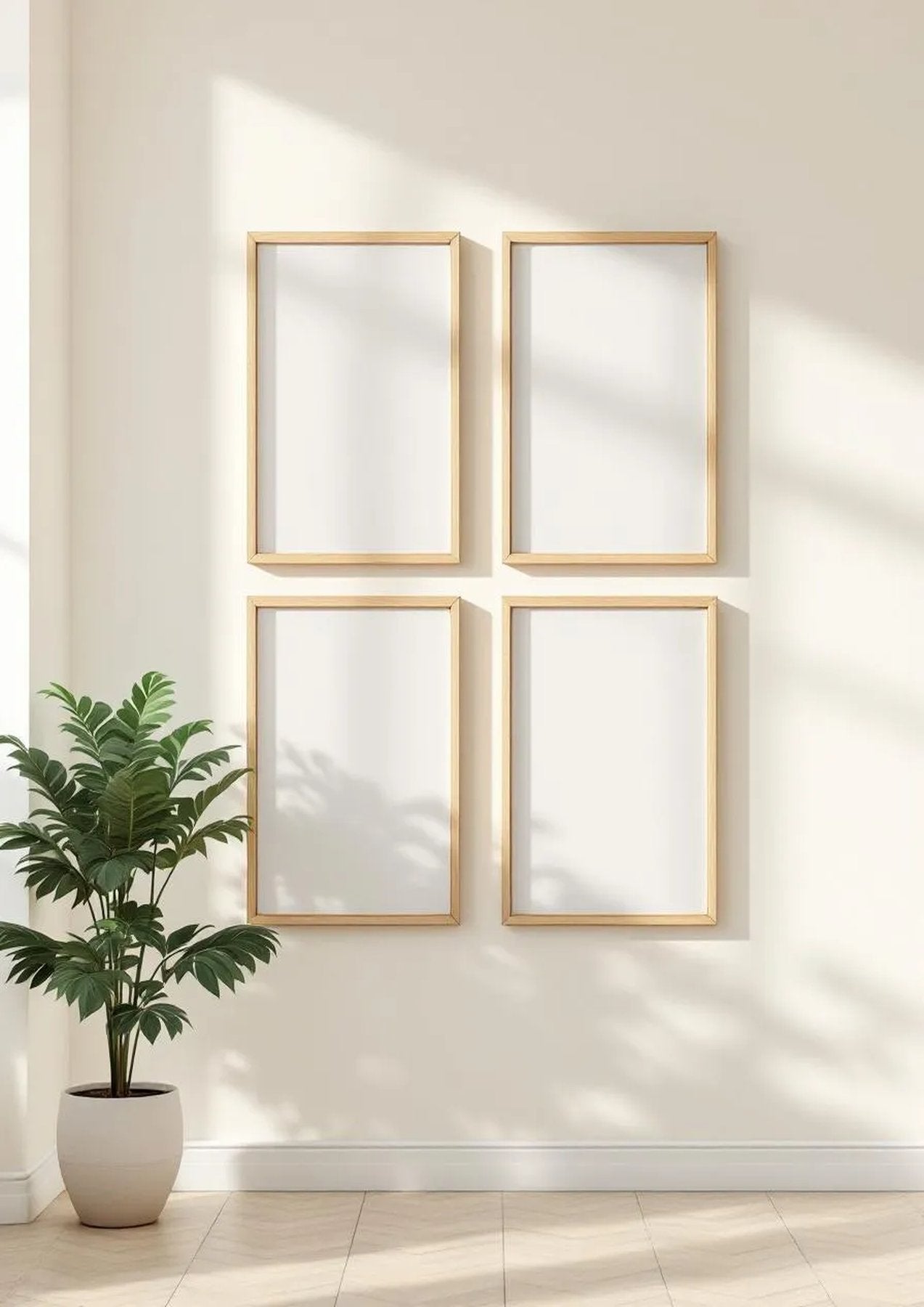Frame Professional Frame Mockup — Natural Oak Frame Portrait 2:3 — Perspective View — #00564 | MockupBulk