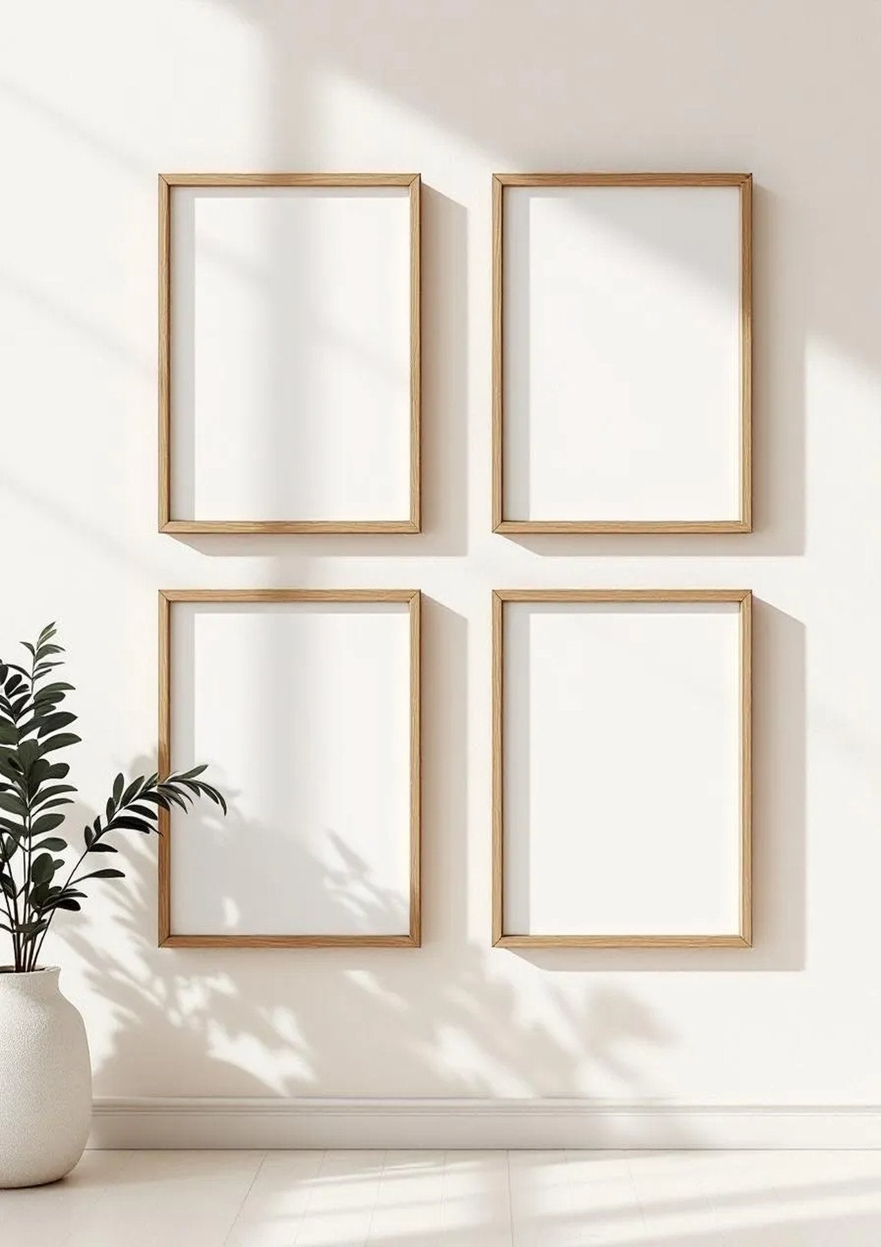 Frame Styled Room Mockup — Natural Oak Frame Portrait 2:3 — Perspective View — #00567 | MockupBulk