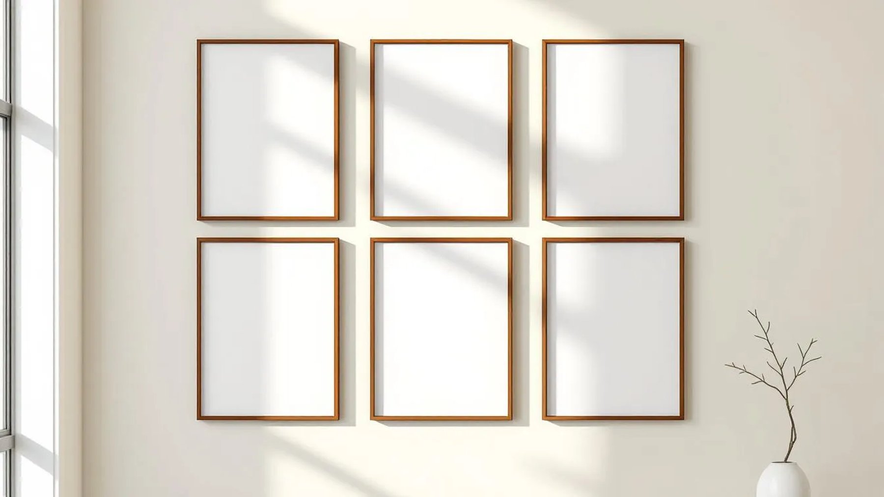 Frame Lifestyle Frame Mockup — Walnut Frame Square 1:1 — Perspective View — #00569 | MockupBulk