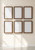 Frame Interior Frame Mockup — Walnut Frame Portrait 2:3 — Perspective View — #00570 | MockupBulk
