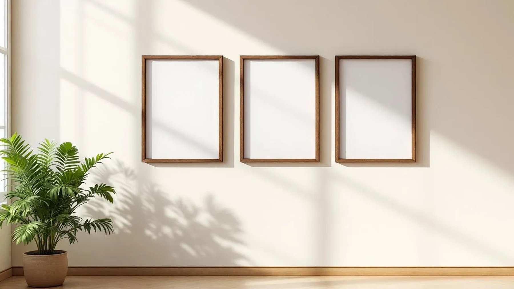 Frame Frame Display Mockup — Walnut Frame Portrait 2:3 — Perspective View — #00572 | MockupBulk