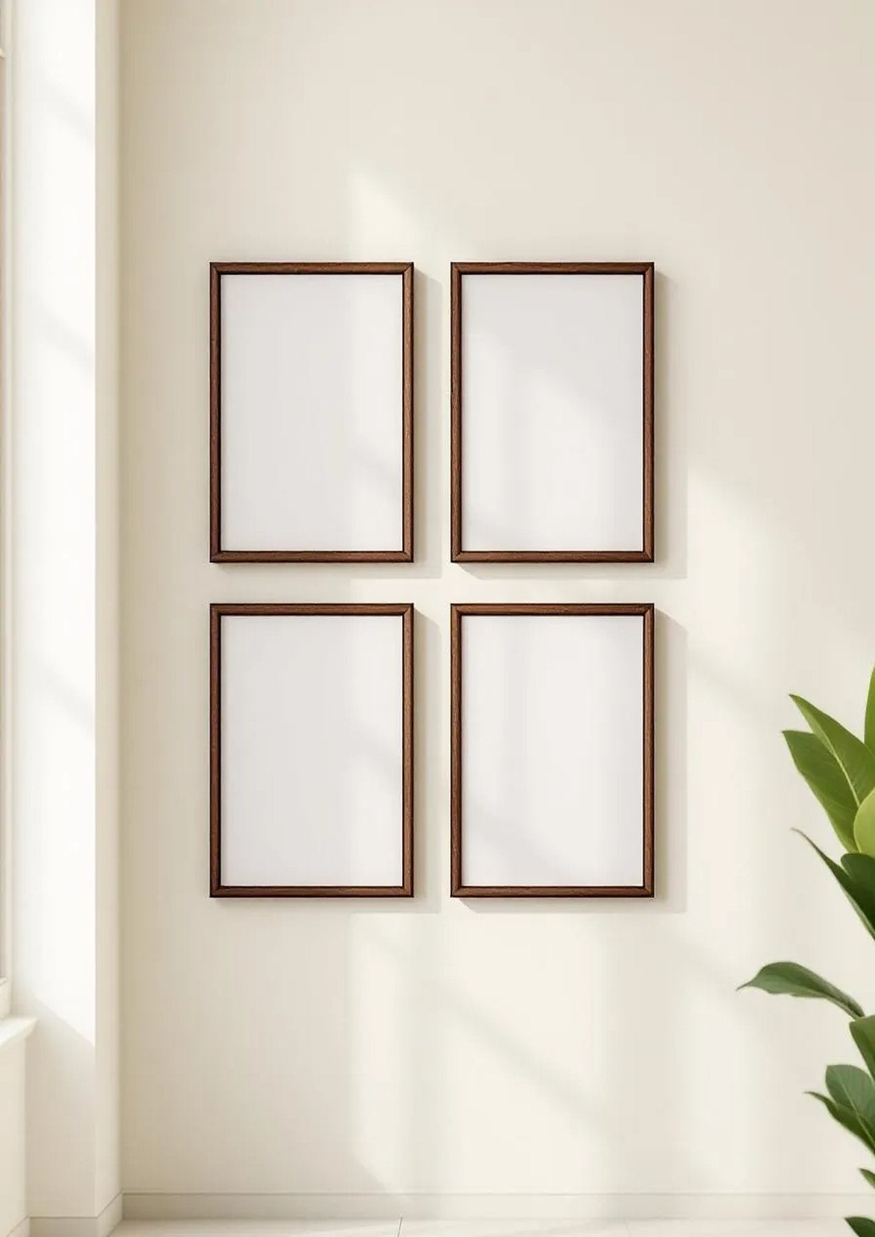 Frame Frame Display Mockup — Walnut Frame Portrait 2:3 — Perspective View — #00576 | MockupBulk