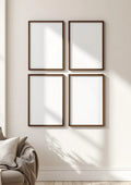 Frame Premium Interior Mockup — Walnut Frame Portrait 2:3 — Perspective View — #00579 | MockupBulk