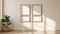 Frame Wall Art Mockup — Walnut Frame Portrait 2:3 — Perspective View — #00581 | MockupBulk
