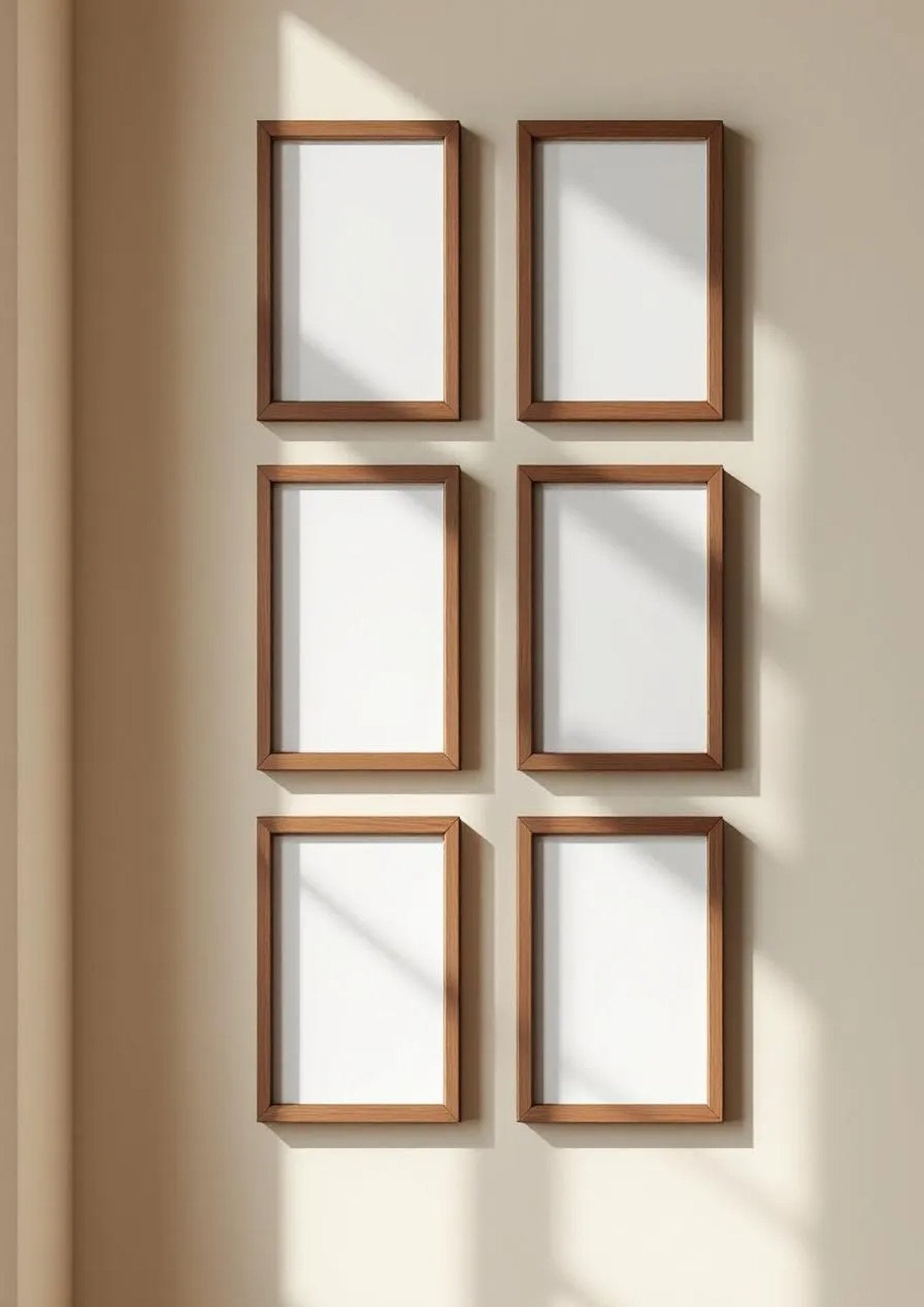 Frame Interior Frame Mockup — Walnut Frame Portrait 2:3 — Perspective View — #00582 | MockupBulk