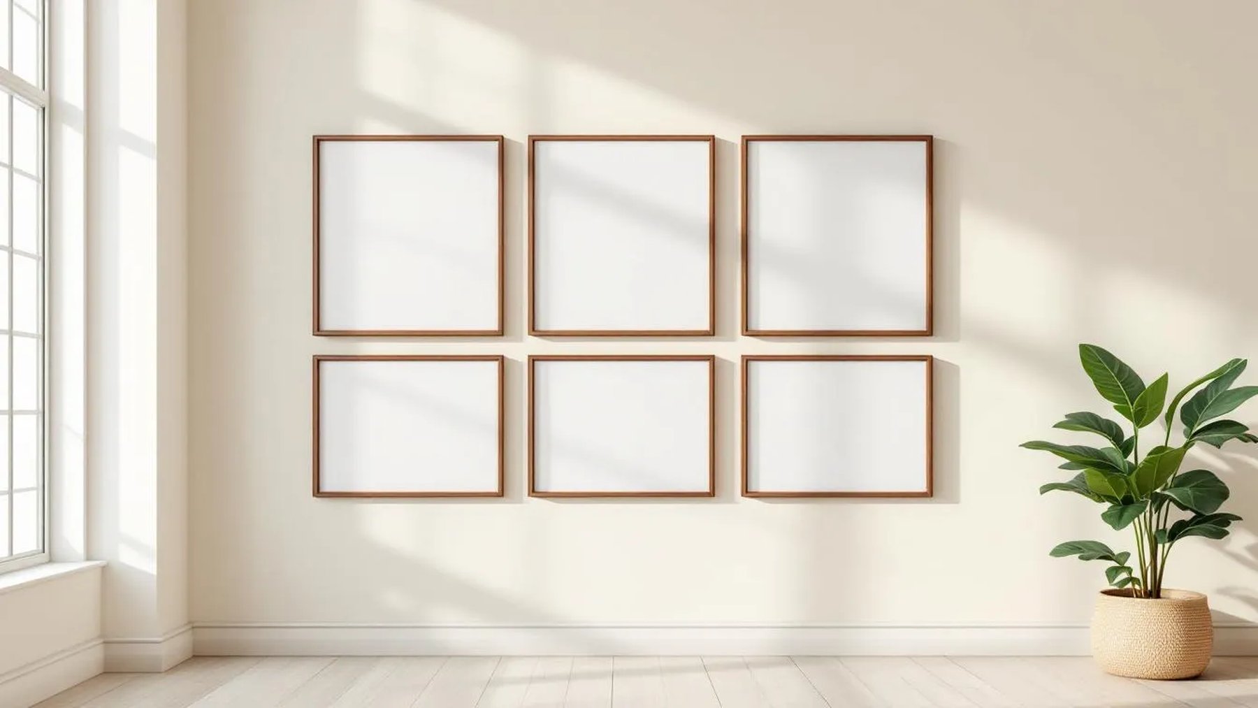 Frame Lifestyle Frame Mockup — Walnut Frame Square 1:1 — Perspective View — #00584 | MockupBulk