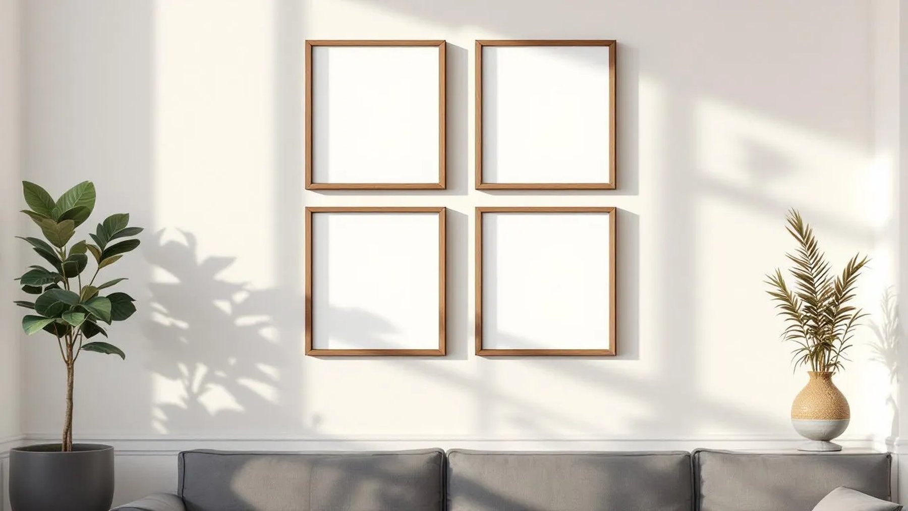 Frame Editorial Room Mockup — Walnut Frame Portrait 4:5 — Perspective View — #00587 | MockupBulk