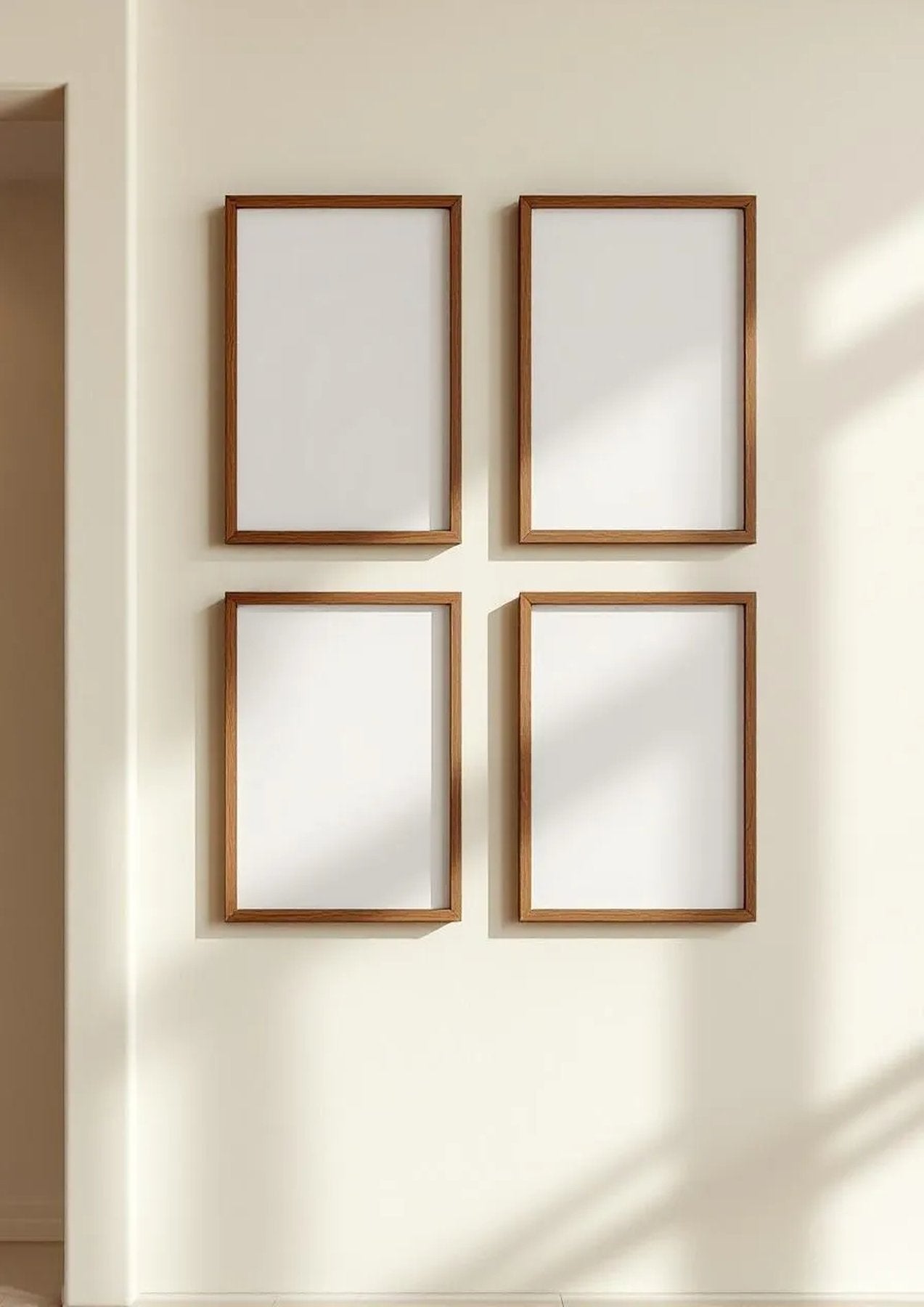 Frame Lifestyle Frame Mockup — Walnut Frame Portrait 2:3 — Perspective View — #00588 | MockupBulk