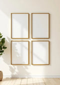 Frame Interior Frame Mockup — Gold Frame Portrait 2:3 — Perspective View — #00591 | MockupBulk