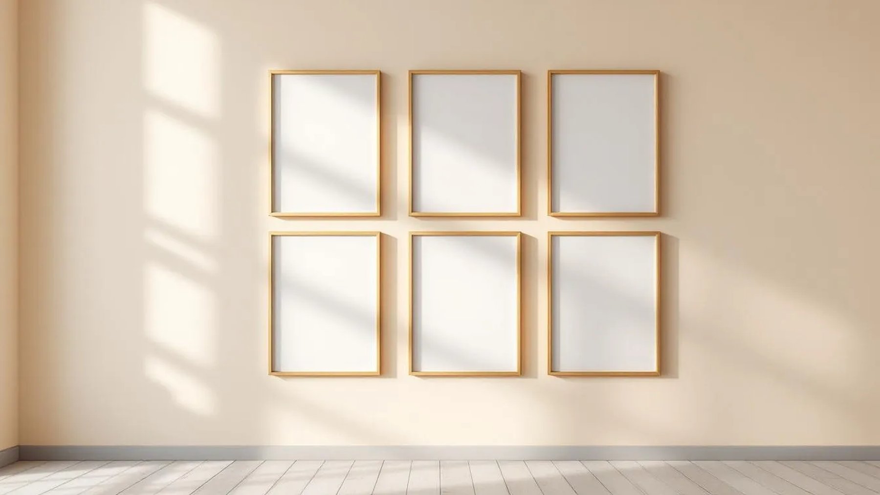 Frame Editorial Room Mockup — Gold Frame Portrait 5:7 — Perspective View — #00593 | MockupBulk