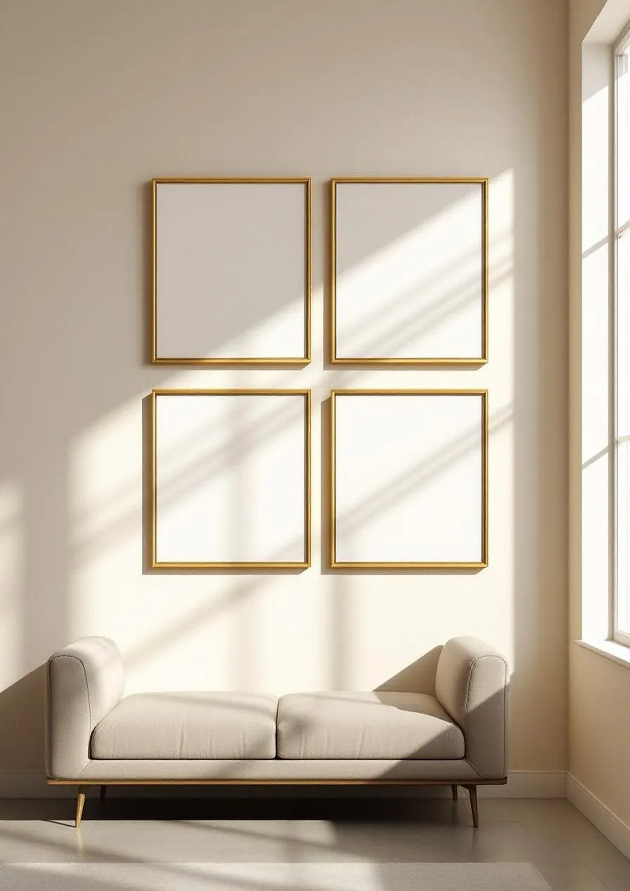Frame Lifestyle Frame Mockup — Gold Frame Portrait 2:3 — Perspective View — #00594 | MockupBulk