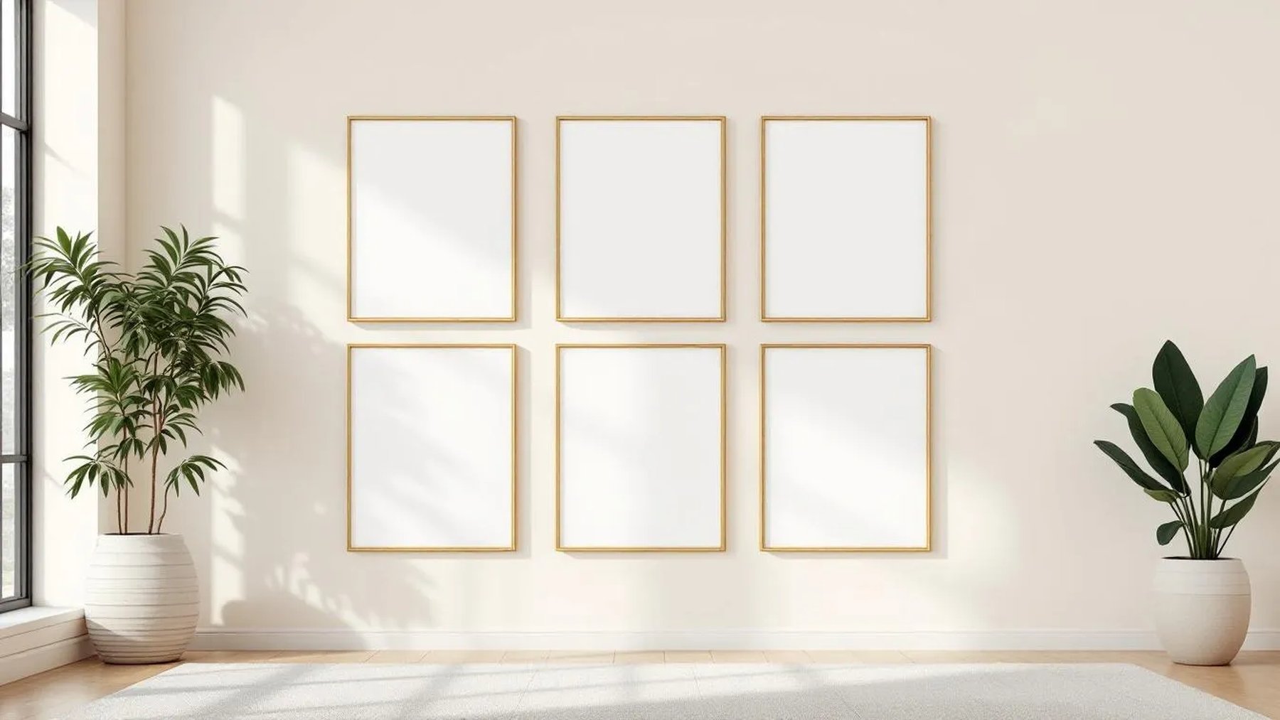 Frame Wall Art Mockup — Gold Frame Square 1:1 — Perspective View — #00596 | MockupBulk
