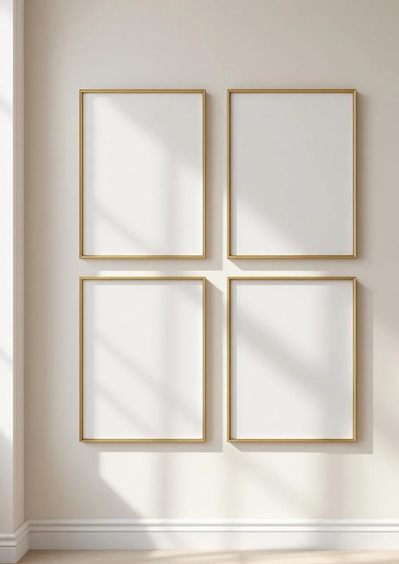 Frame Frame Display Mockup — Gold Frame Portrait 2:3 — Perspective View — #00597 | MockupBulk