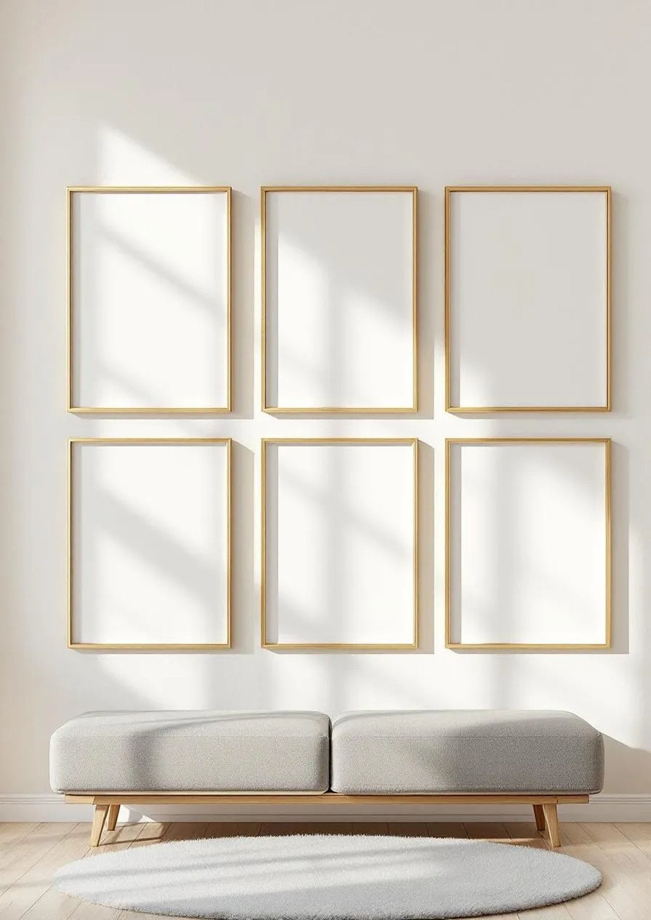 Frame Styled Room Mockup — Gold Frame Portrait 2:3 — Perspective View — #00600 | MockupBulk