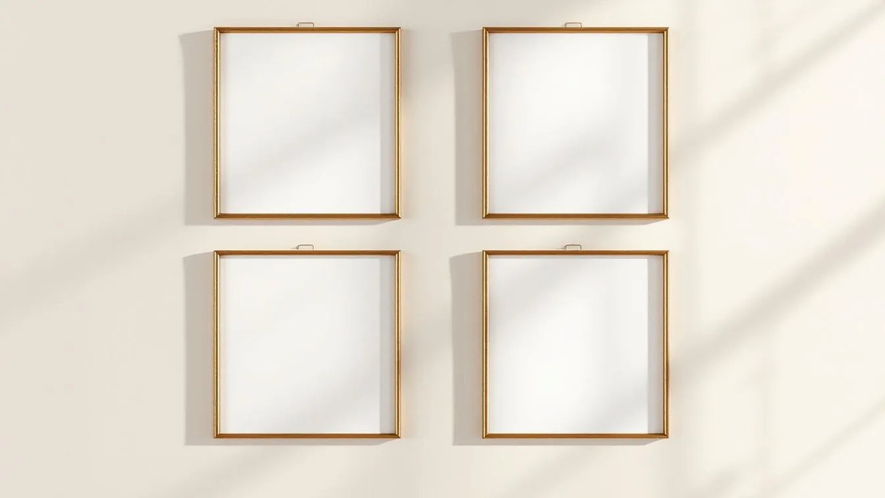 Frame High-Res Frame Mockup — Gold Frame Square 1:1 — Perspective View — #00605 | MockupBulk
