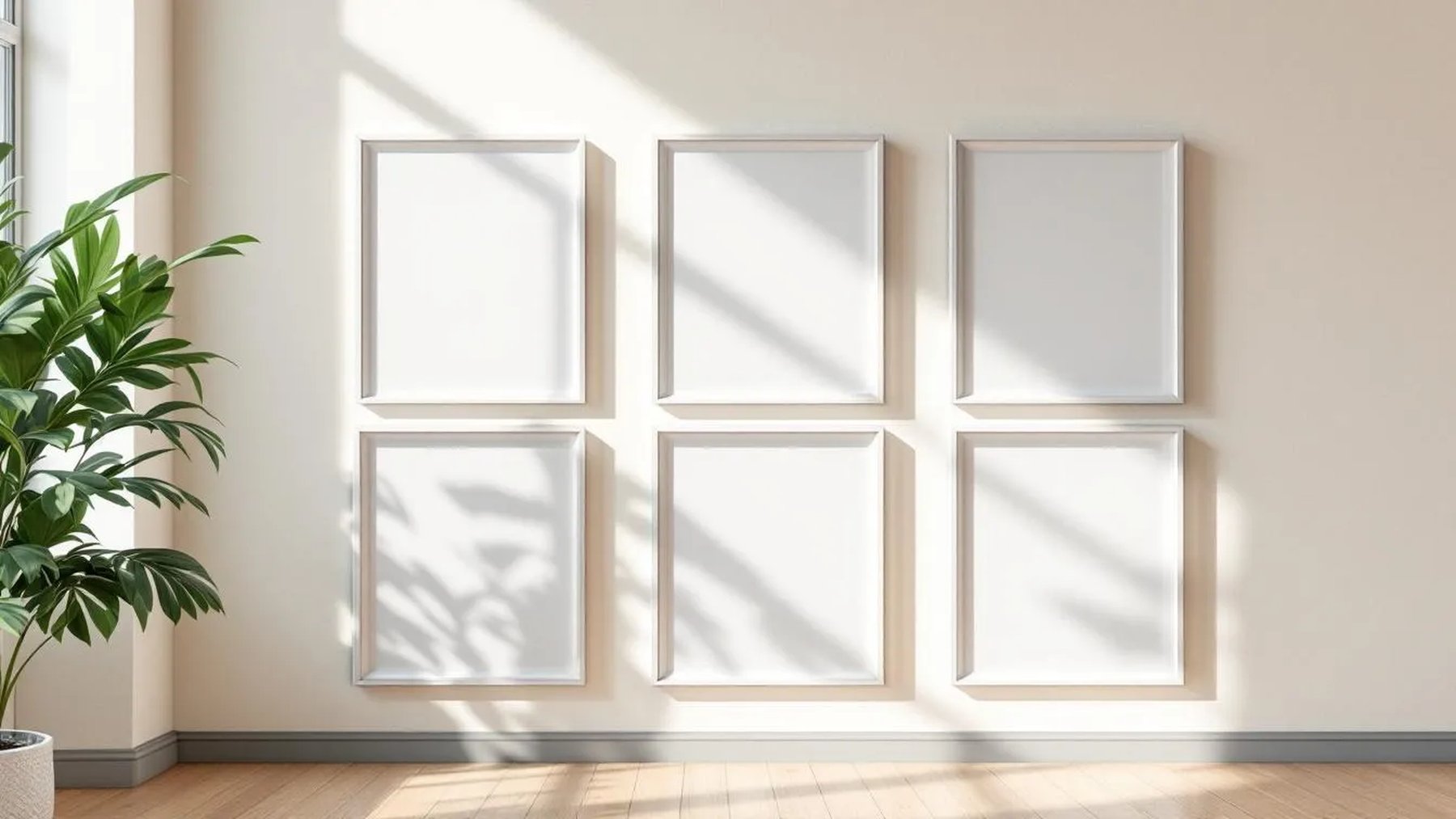 Frame Frame Display Mockup — Silver Frame Square 1:1 — Perspective View — #00623 | MockupBulk