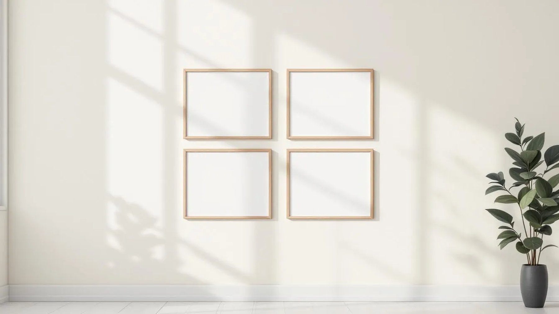 Frame Frame Display Mockup — Raw Pine Frame Square 1:1 — Perspective View — #00635 | MockupBulk