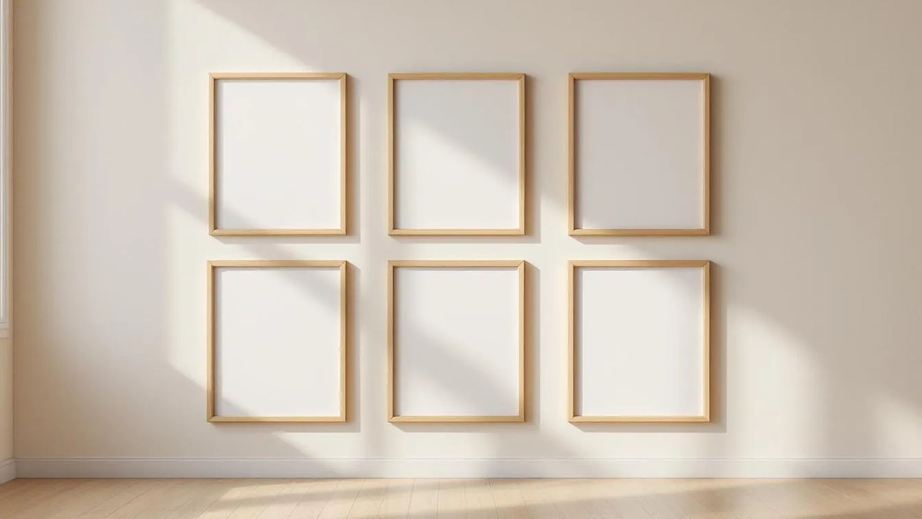 Frame Room Scene Mockup — Raw Pine Frame Portrait 2:3 — Perspective View — #00641 | MockupBulk