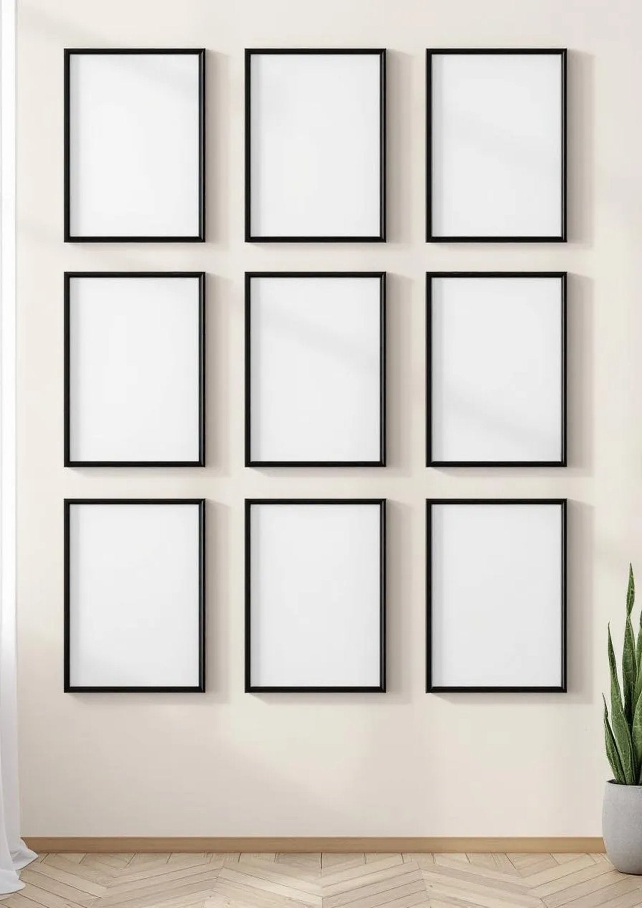 Frame Editorial Room Mockup — Matte Black Frame Portrait 2:3 — Perspective View — #00675 | MockupBulk