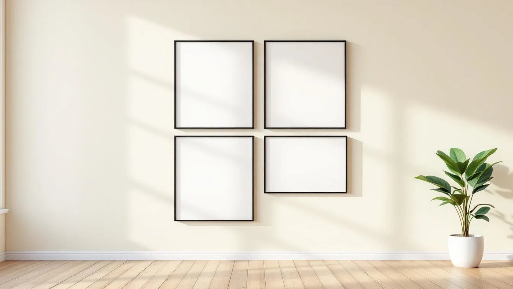 Frame Interior Frame Mockup — Matte Black Frame Square 1:1 — Perspective View — #00683 | MockupBulk