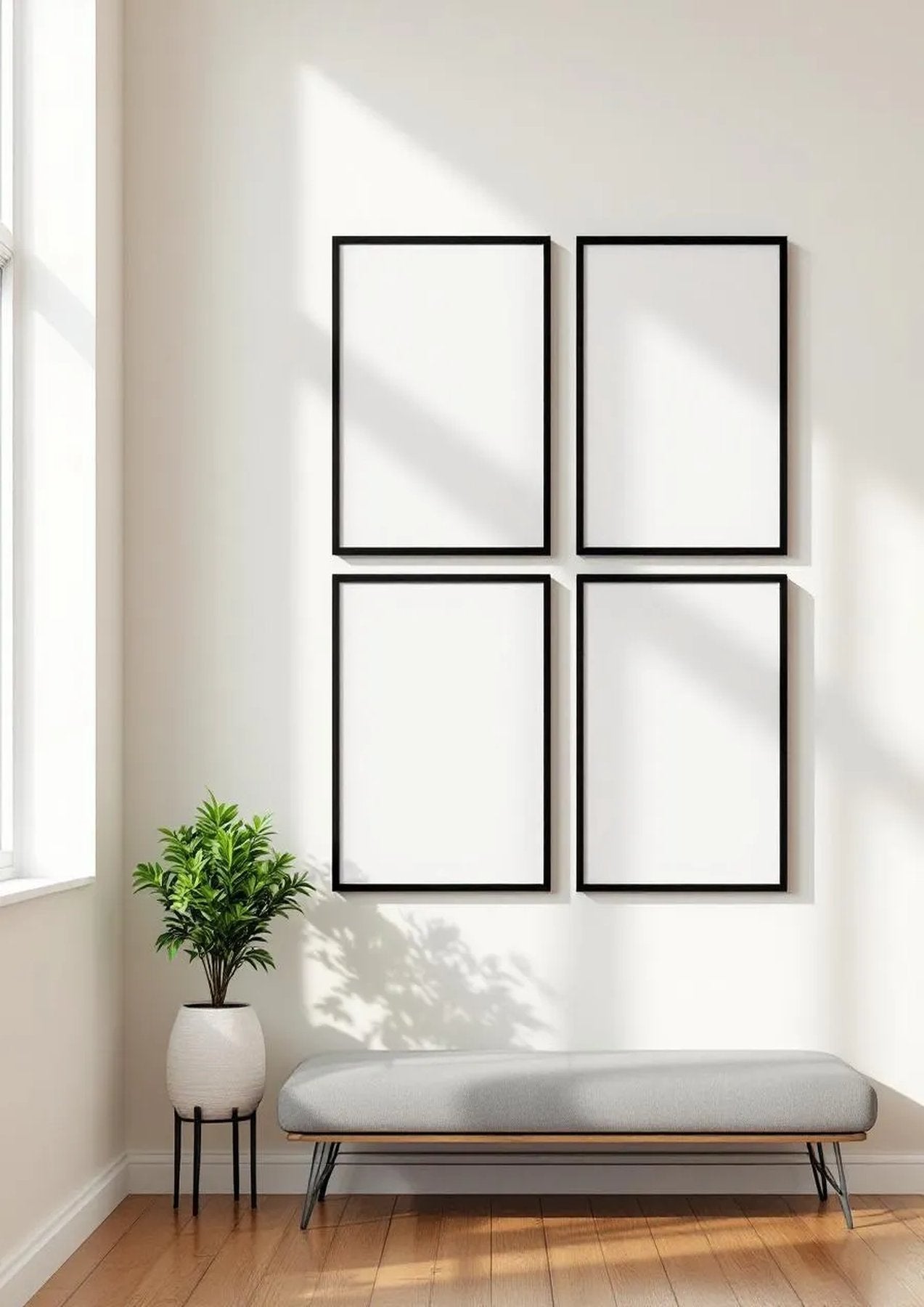 Frame Room Scene Mockup — Matte Black Frame Portrait 2:3 — Perspective View — #00690 | MockupBulk