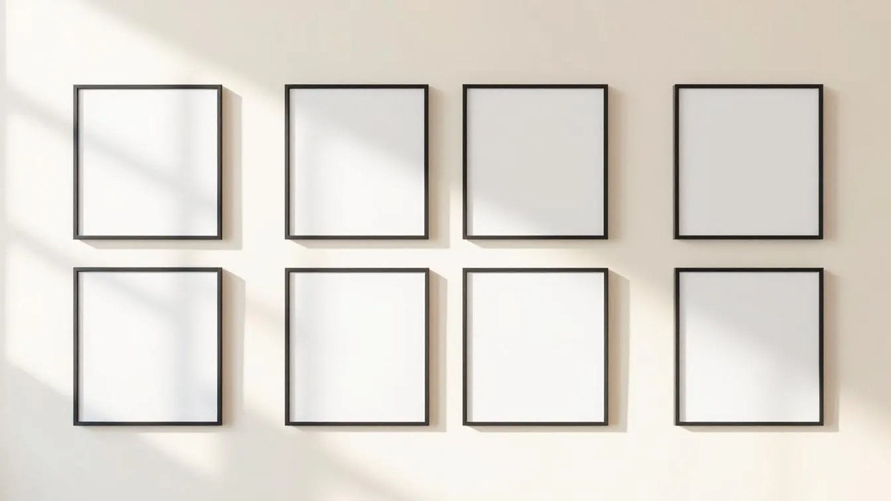 Frame Premium Interior Mockup — Matte Black Frame Square 1:1 — Perspective View — #00692 | MockupBulk