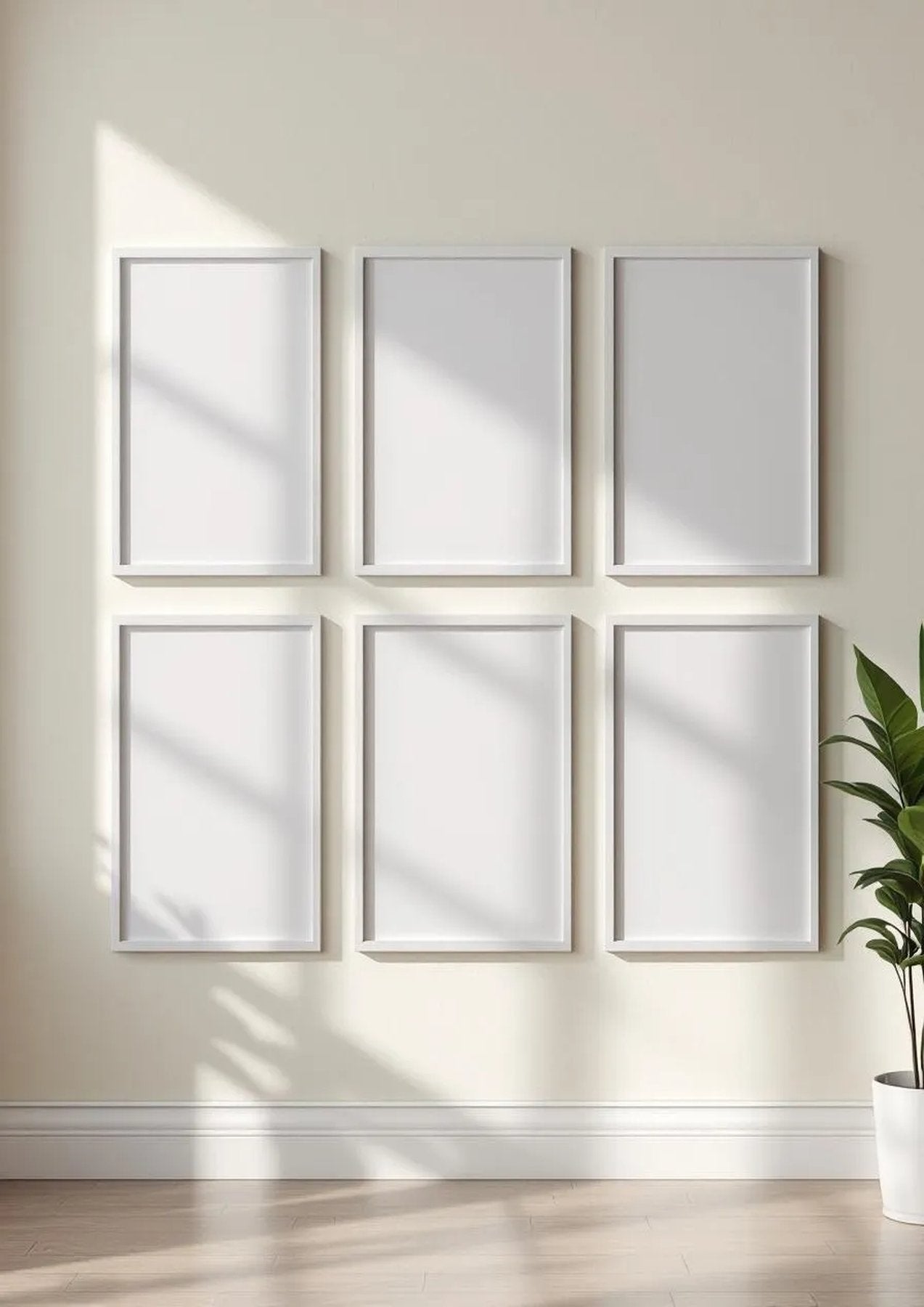 Frame Wall Art Mockup — White Frame Portrait 2:3 — Perspective View — #00699 | MockupBulk
