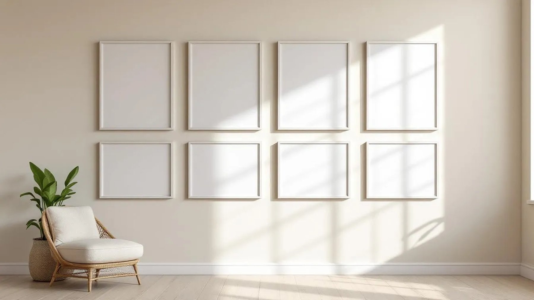 Frame Interior Frame Mockup — White Frame Square 1:1 — Perspective View — #00701 | MockupBulk
