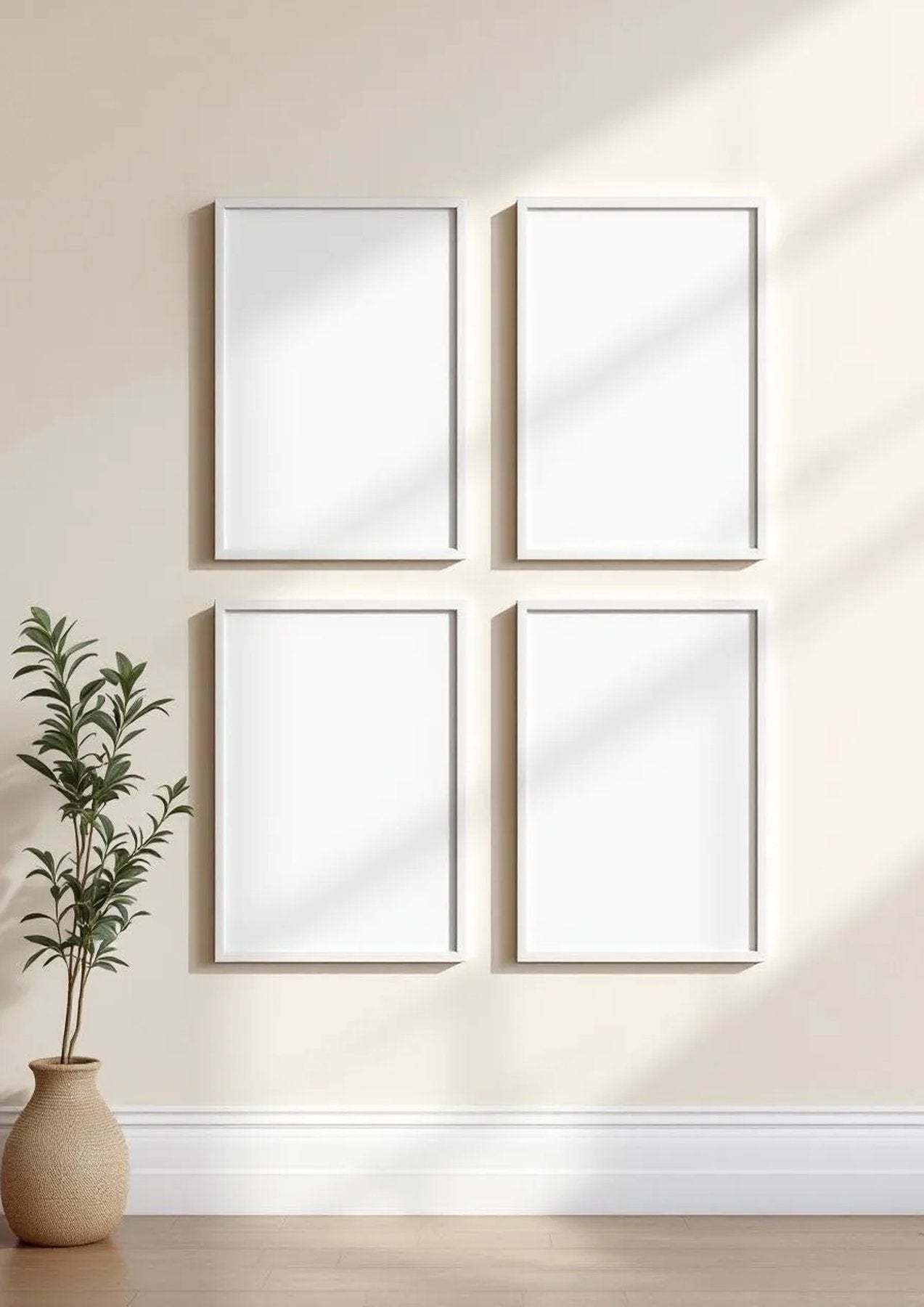 Frame Editorial Room Mockup — White Frame Portrait 2:3 — Perspective View — #00702 | MockupBulk