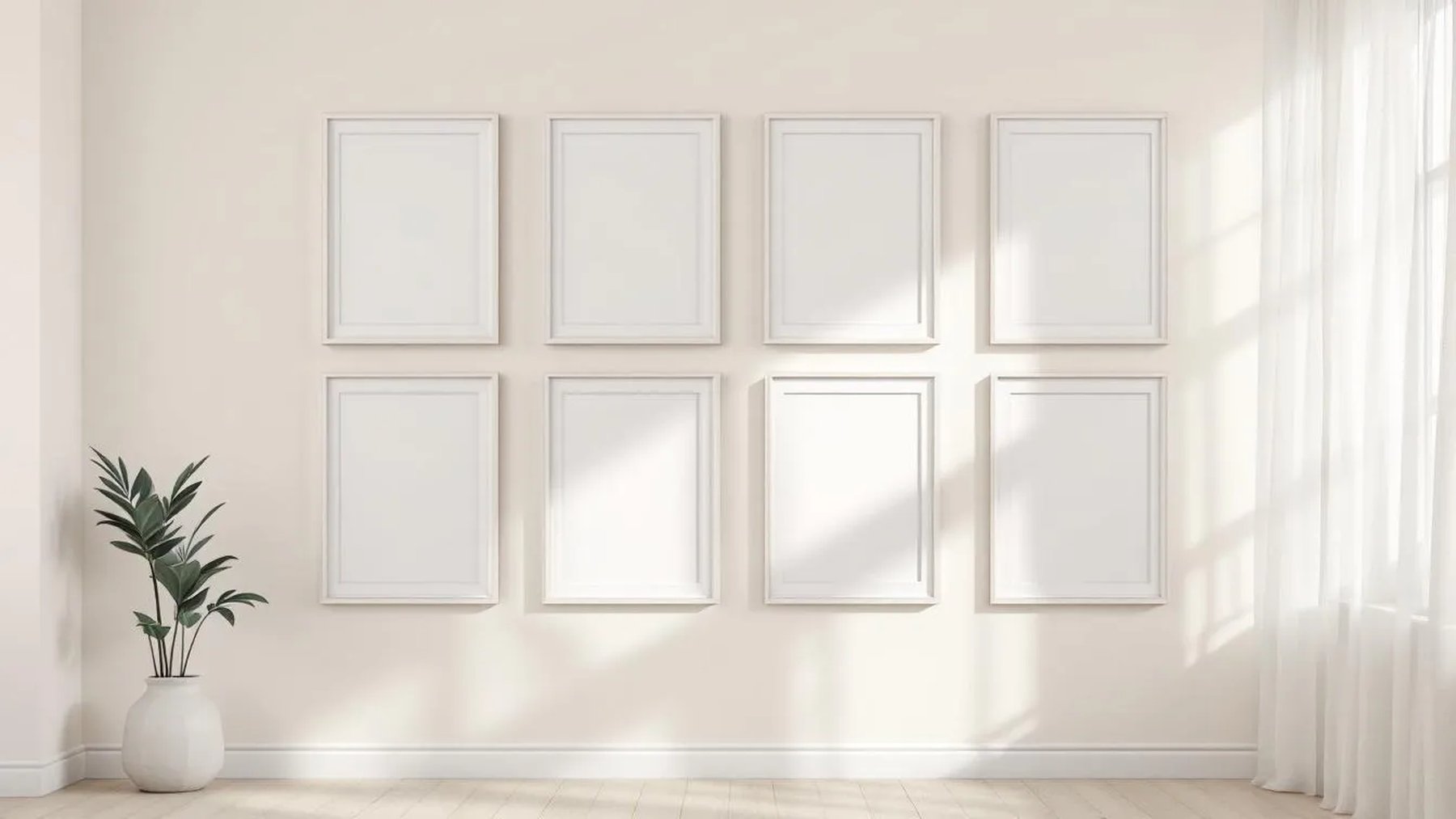 Frame Frame Display Mockup — White Frame Portrait 2:3 — Perspective View — #00704 | MockupBulk