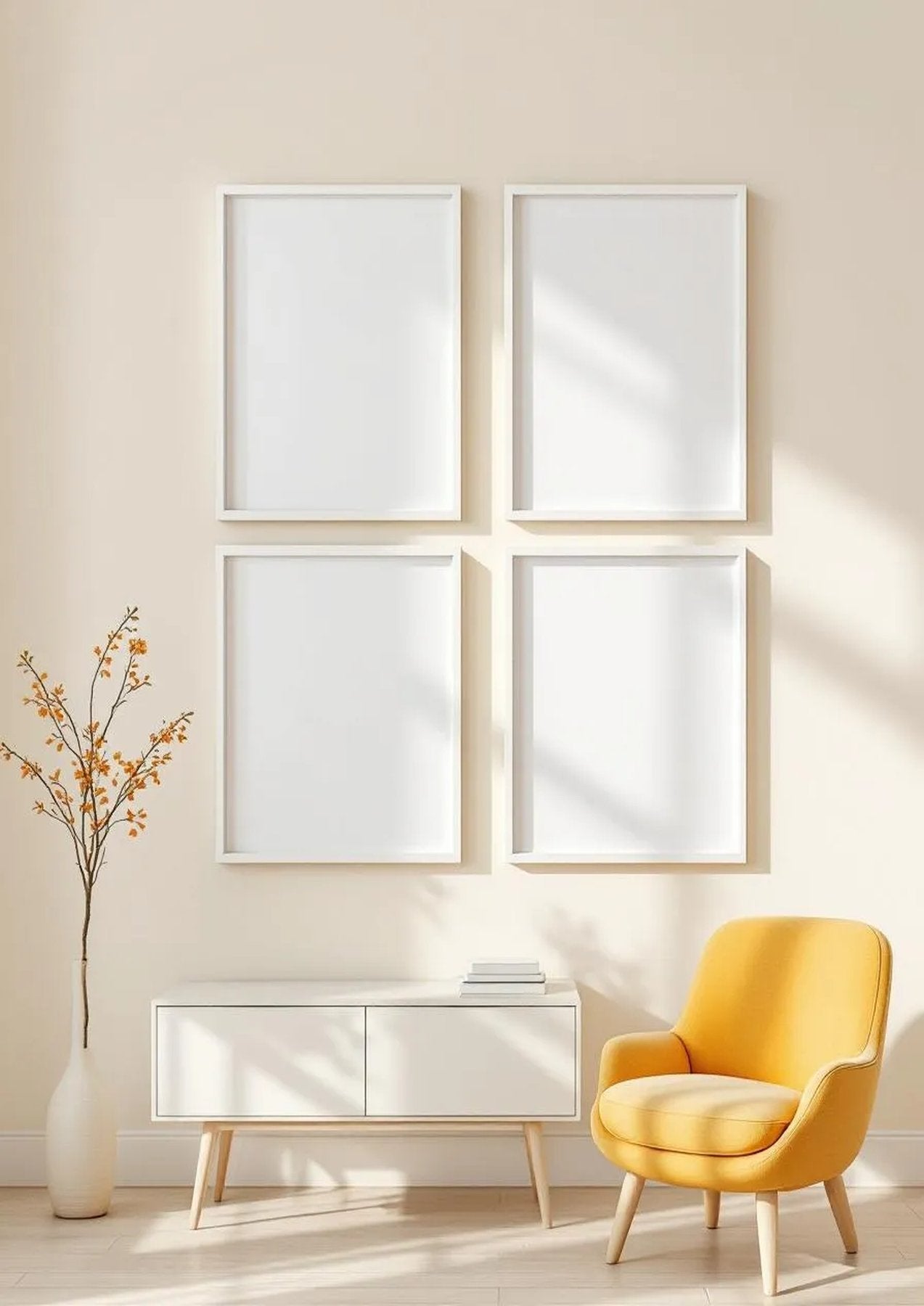 Frame Styled Room Mockup — White Frame Portrait 2:3 — Perspective View — #00705 | MockupBulk
