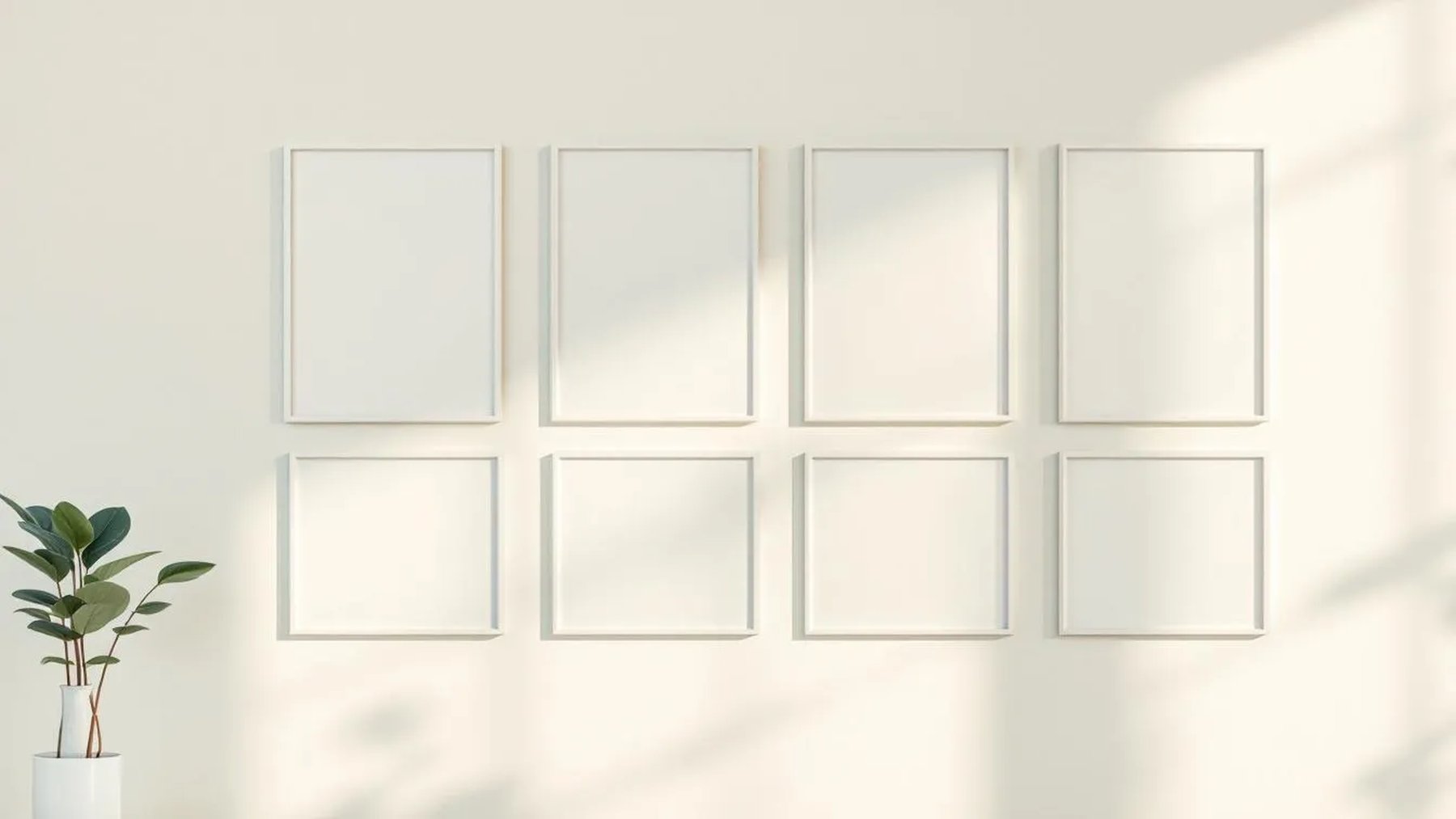 Frame Editorial Room Mockup — White Frame Square 1:1 — Perspective View — #00707 | MockupBulk