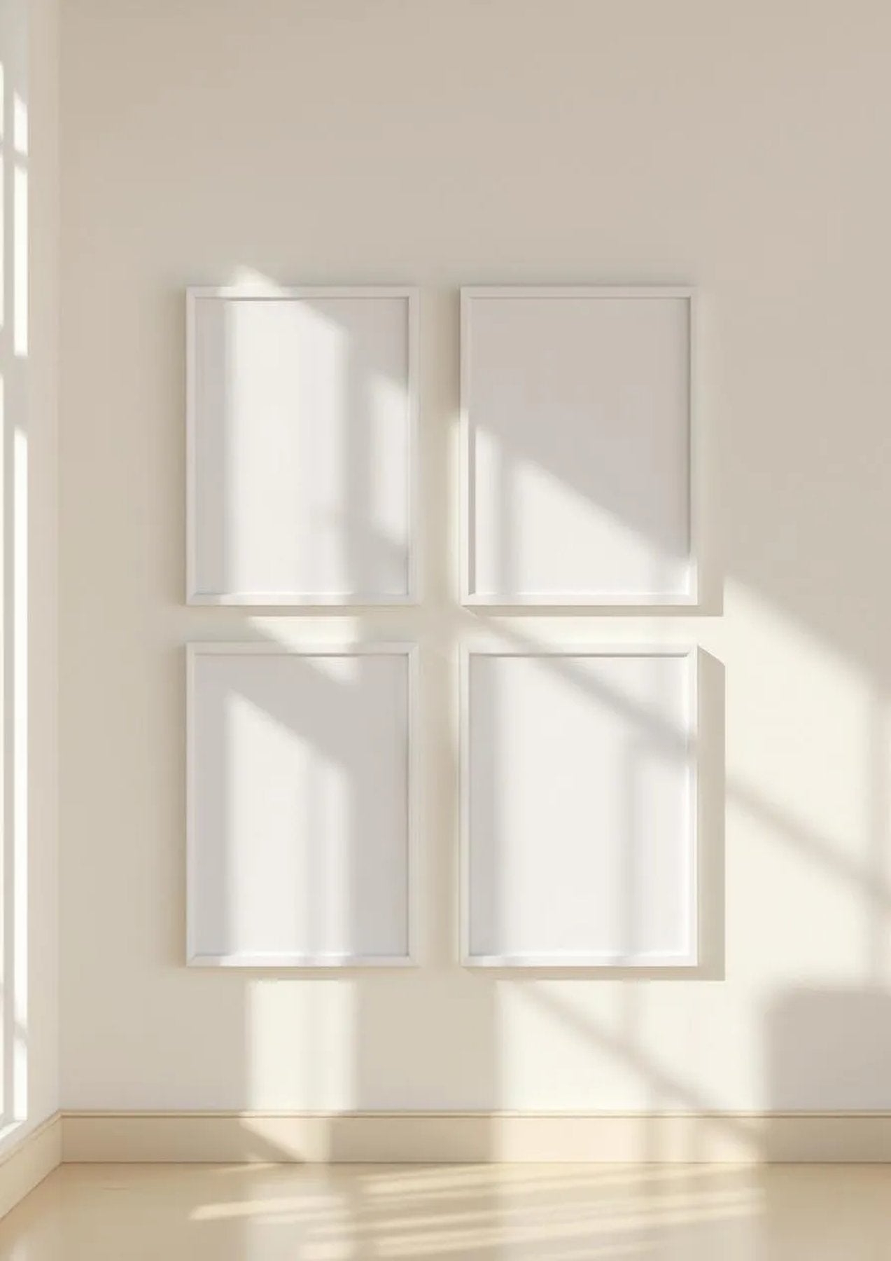 Frame Editorial Room Mockup — White Frame Portrait 2:3 — Perspective View — #00708 | MockupBulk