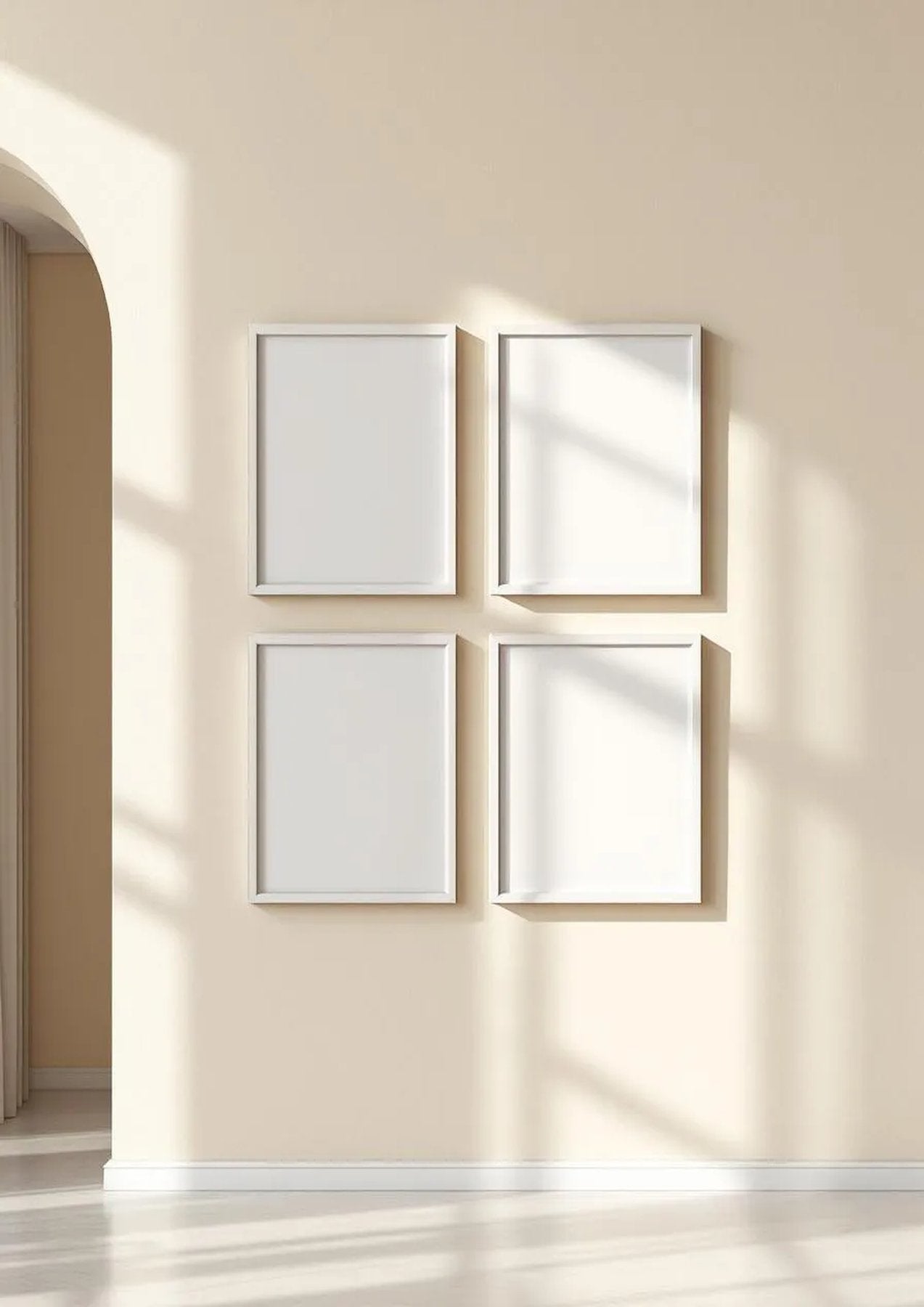 Frame Wall Art Mockup — White Frame Portrait 2:3 — Perspective View — #00714 | MockupBulk
